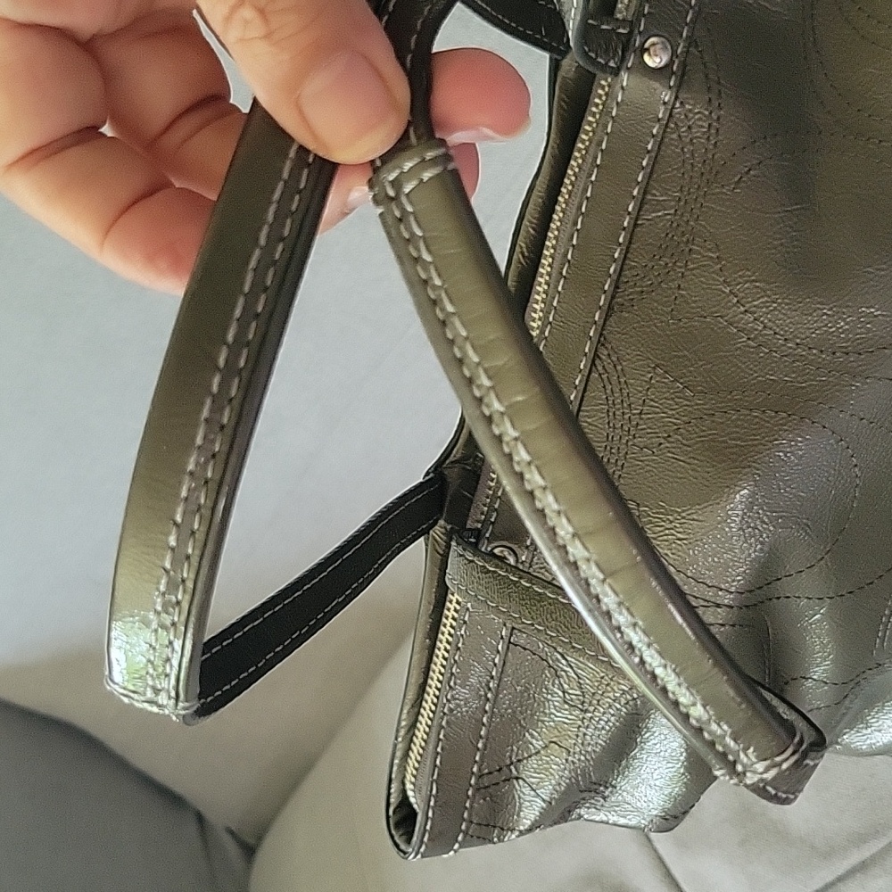 Coach Shoulder Tote Bag, Green, EUC - Picture 10 of 15